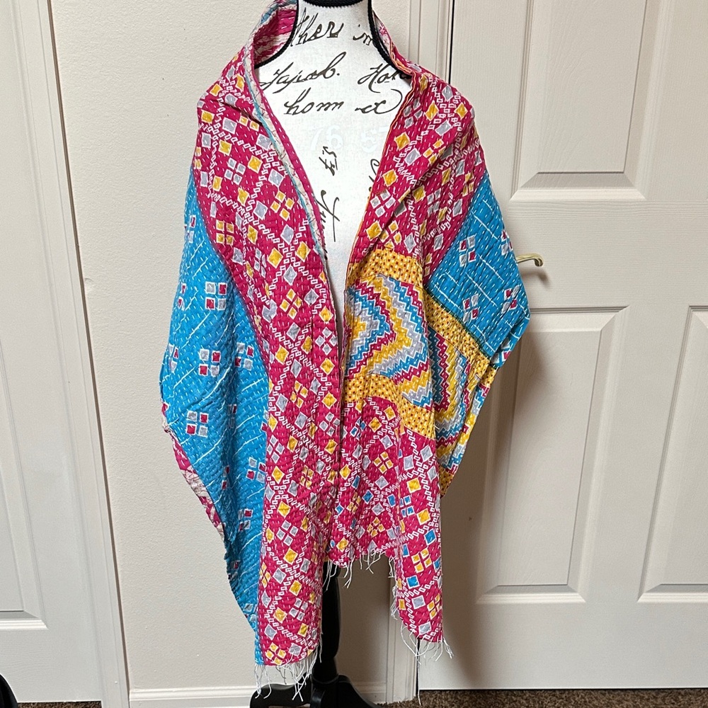 Colorful Reversible Kantha Scarf - Picture 2 of 3